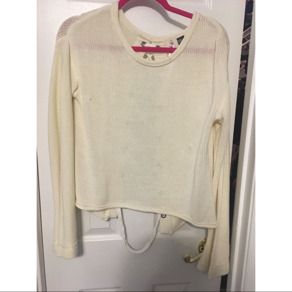 Corset/tie back cream sweater